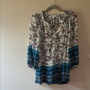 Old Navy Floral Blouse - Multicolor Sheer Size M